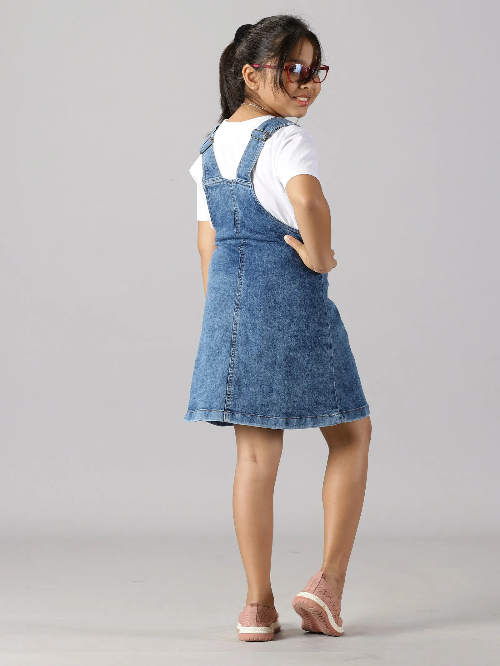 Girls Denim Dungaree Skirt