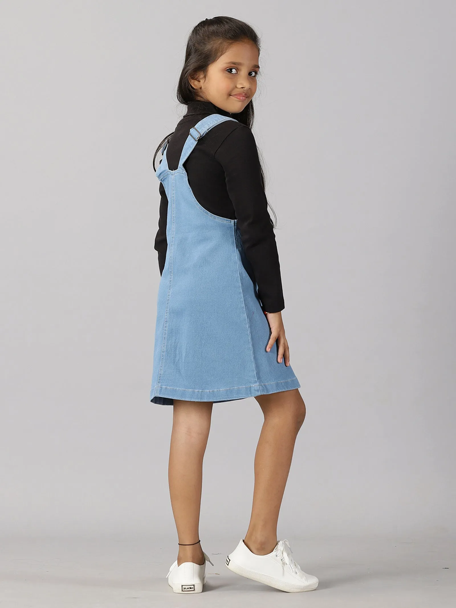 Girls Denim Dungaree Skirt