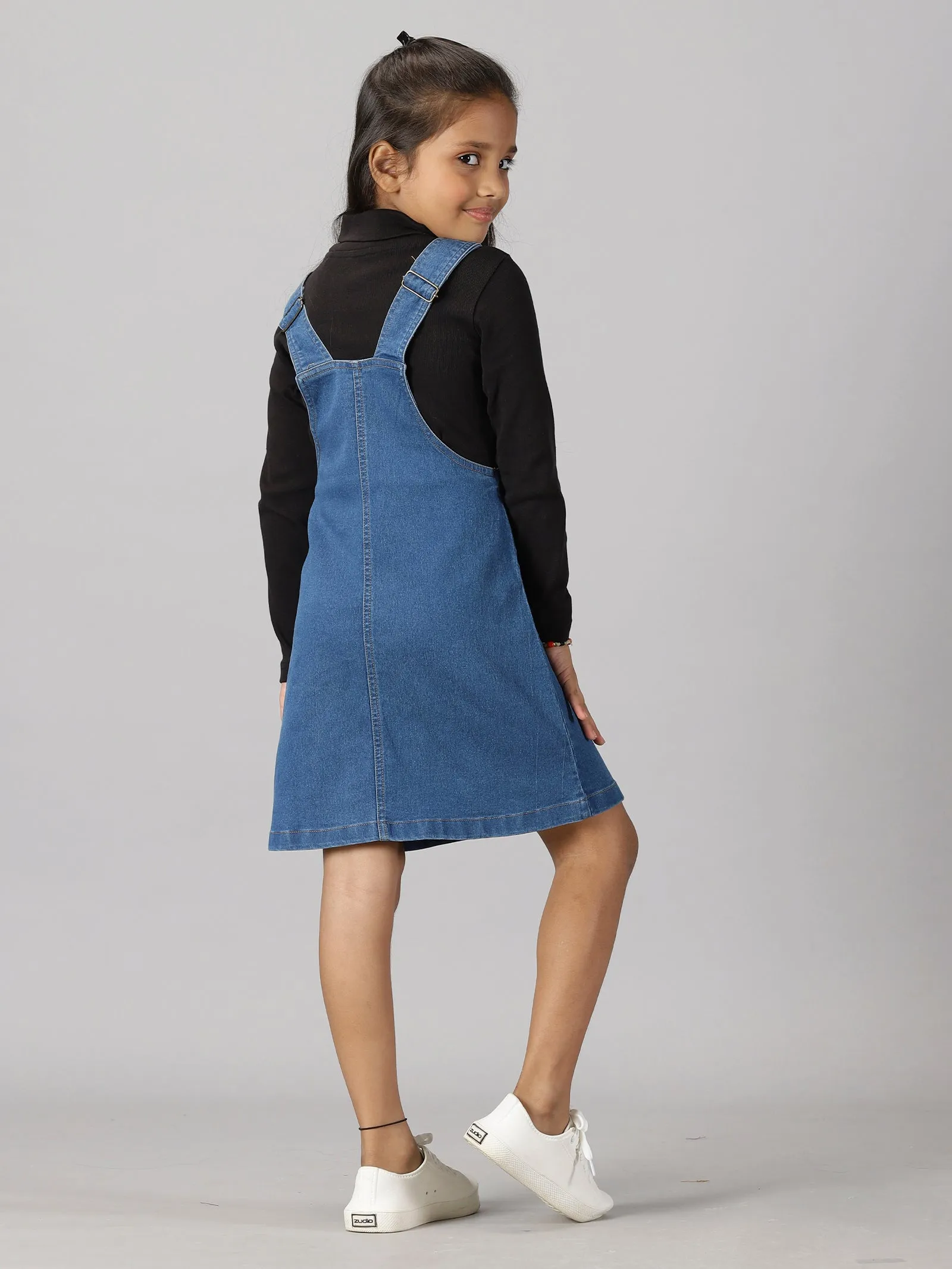 Girls Denim Dungaree Skirt