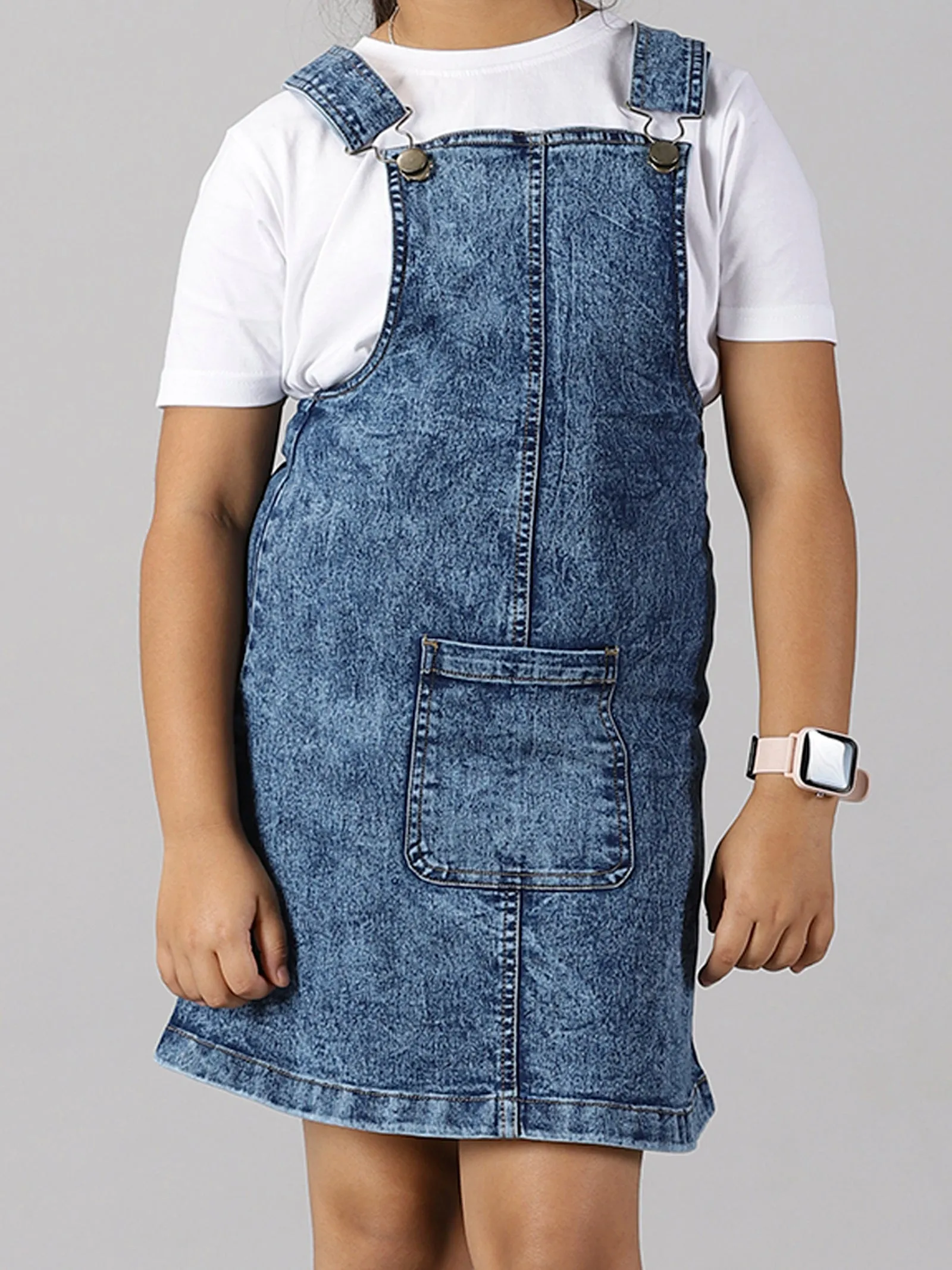 Girls Denim Dungaree Skirt