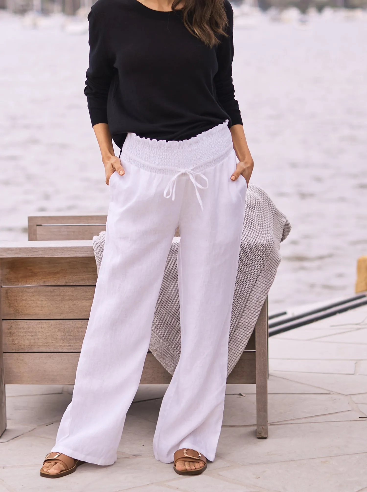 Giulia Maternity Linen Pants in White