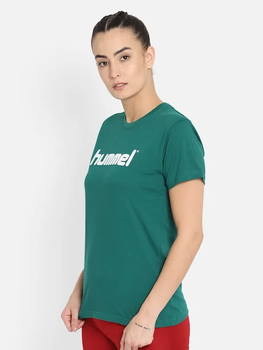 Go Women Cotton Green Logo T-Shirt