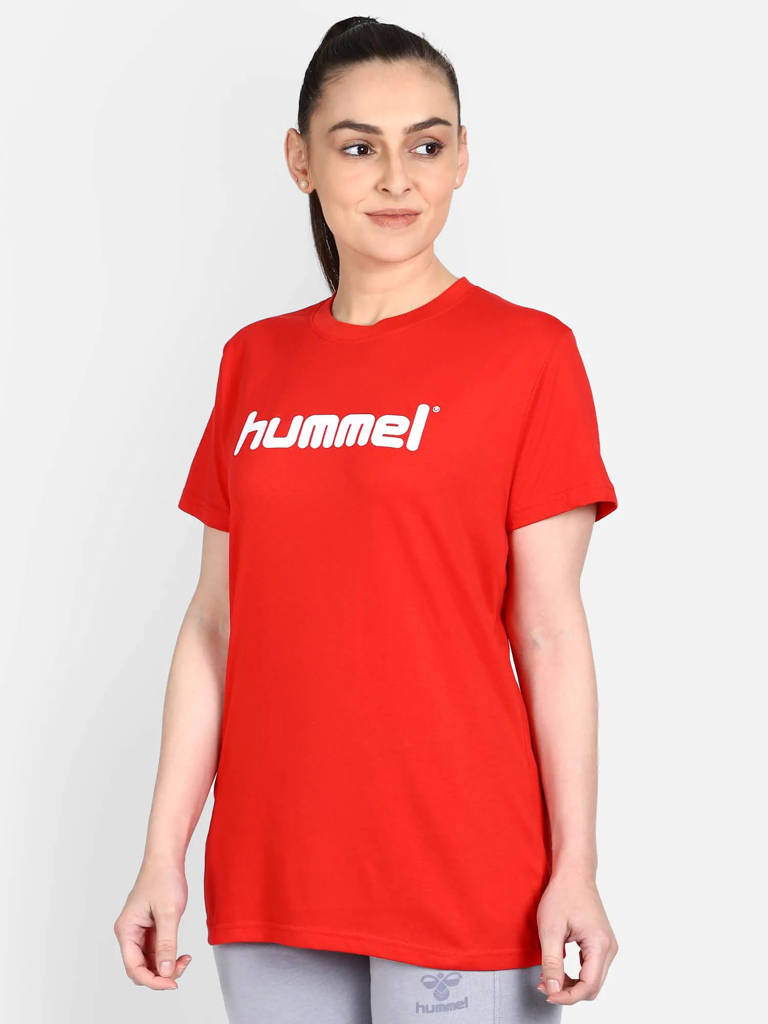 Go Women Cotton Red Logo T-Shirt