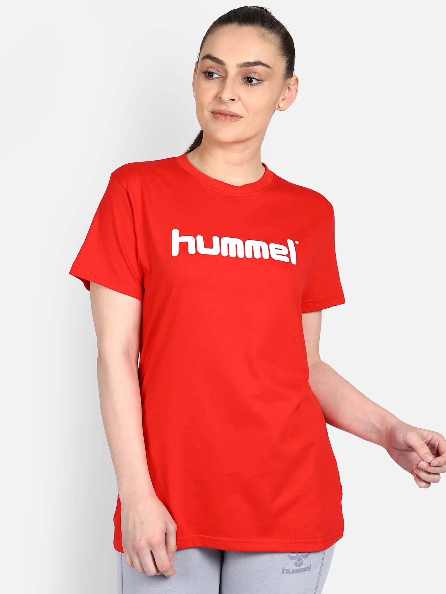 Go Women Cotton Red Logo T-Shirt