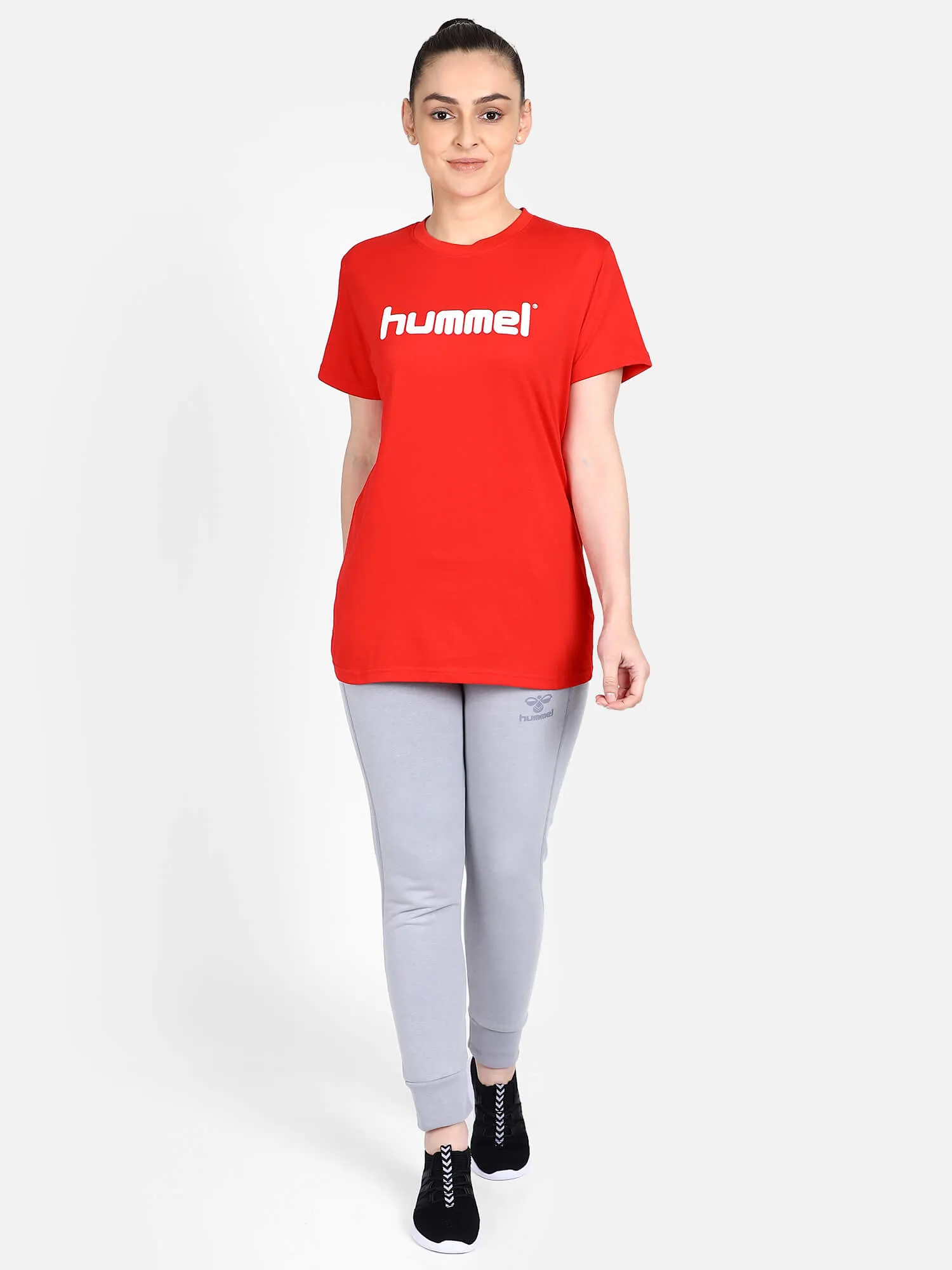 Go Women Cotton Red Logo T-Shirt