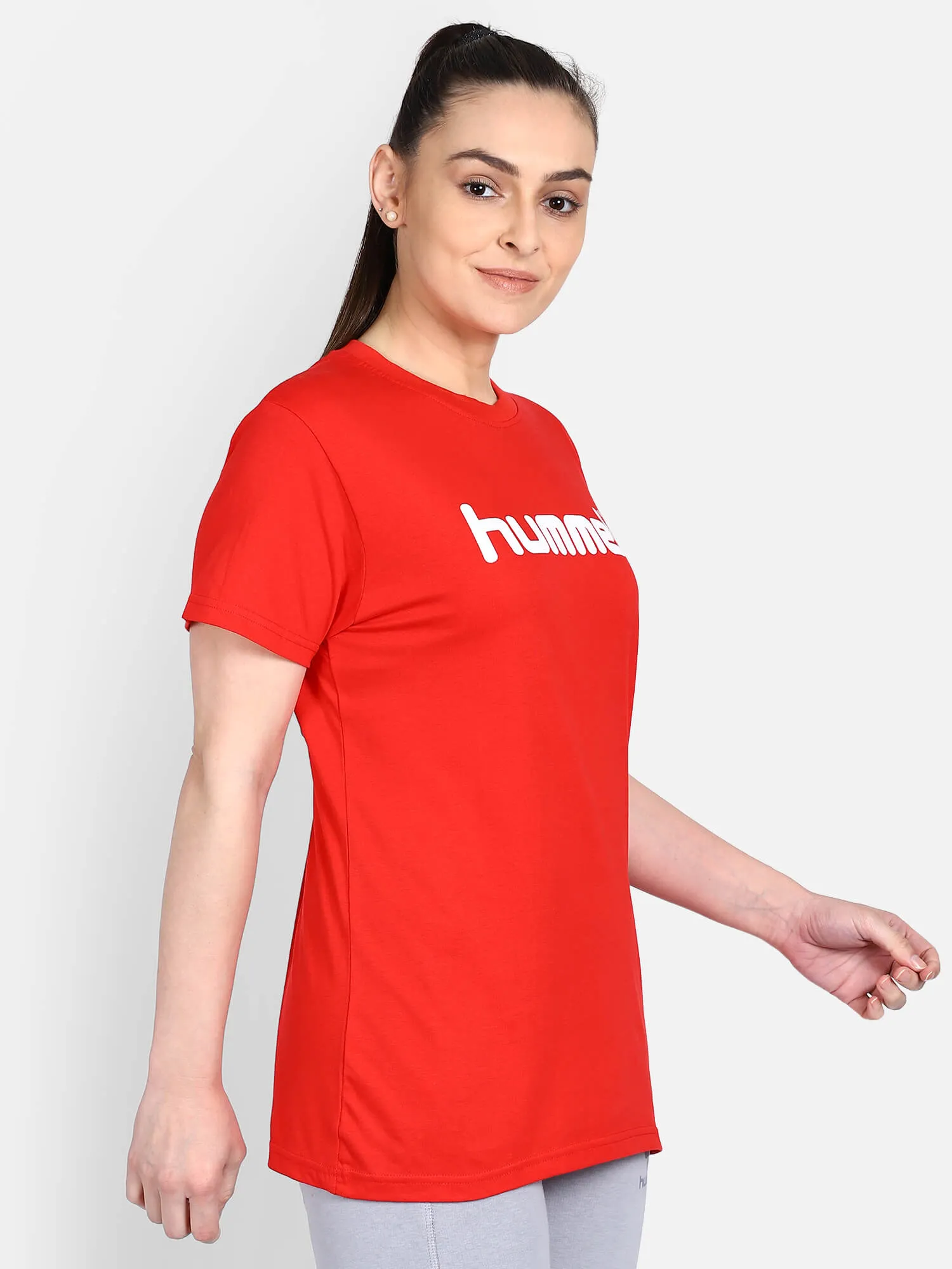 Go Women Cotton Red Logo T-Shirt