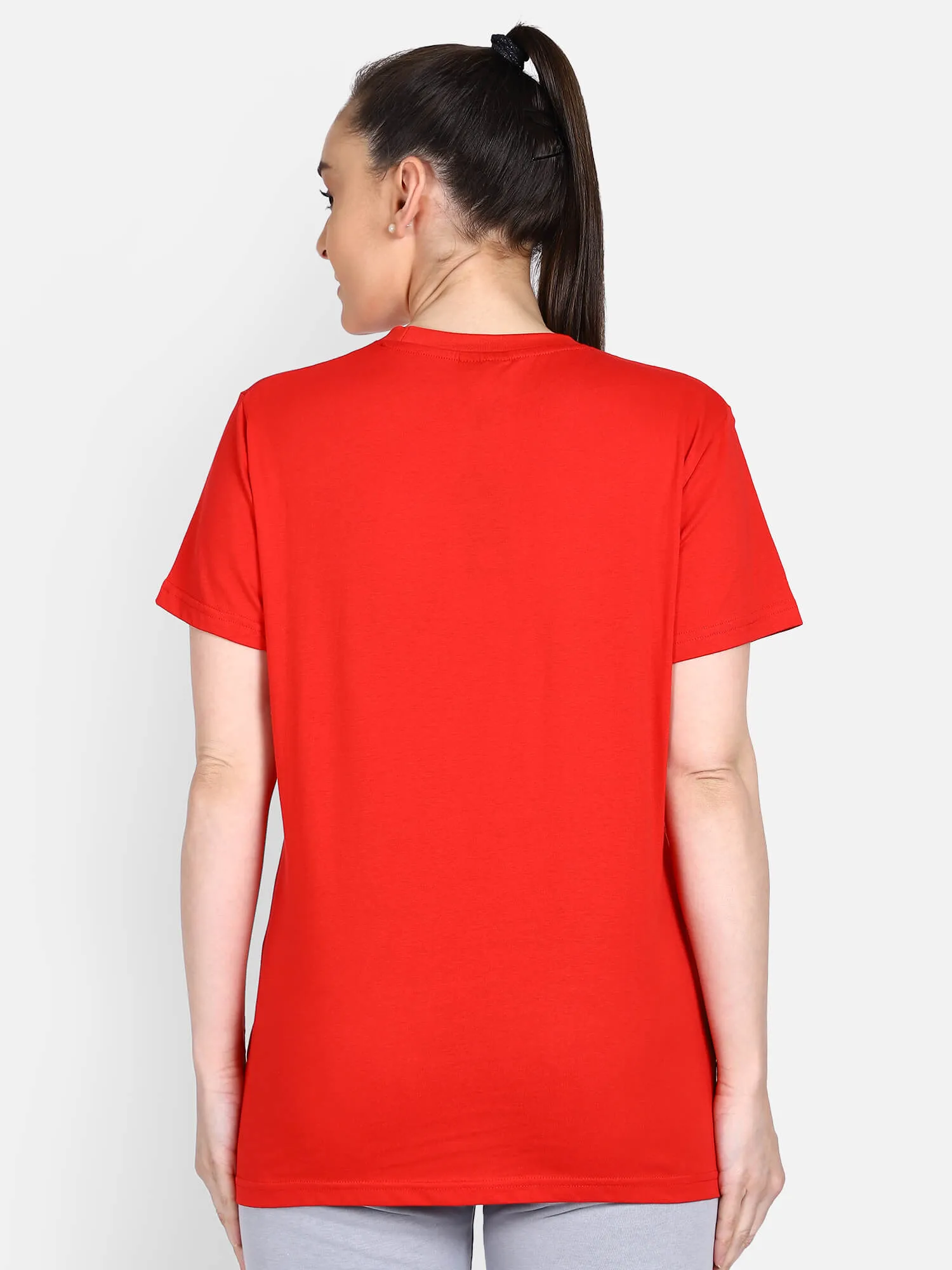 Go Women Cotton Red Logo T-Shirt