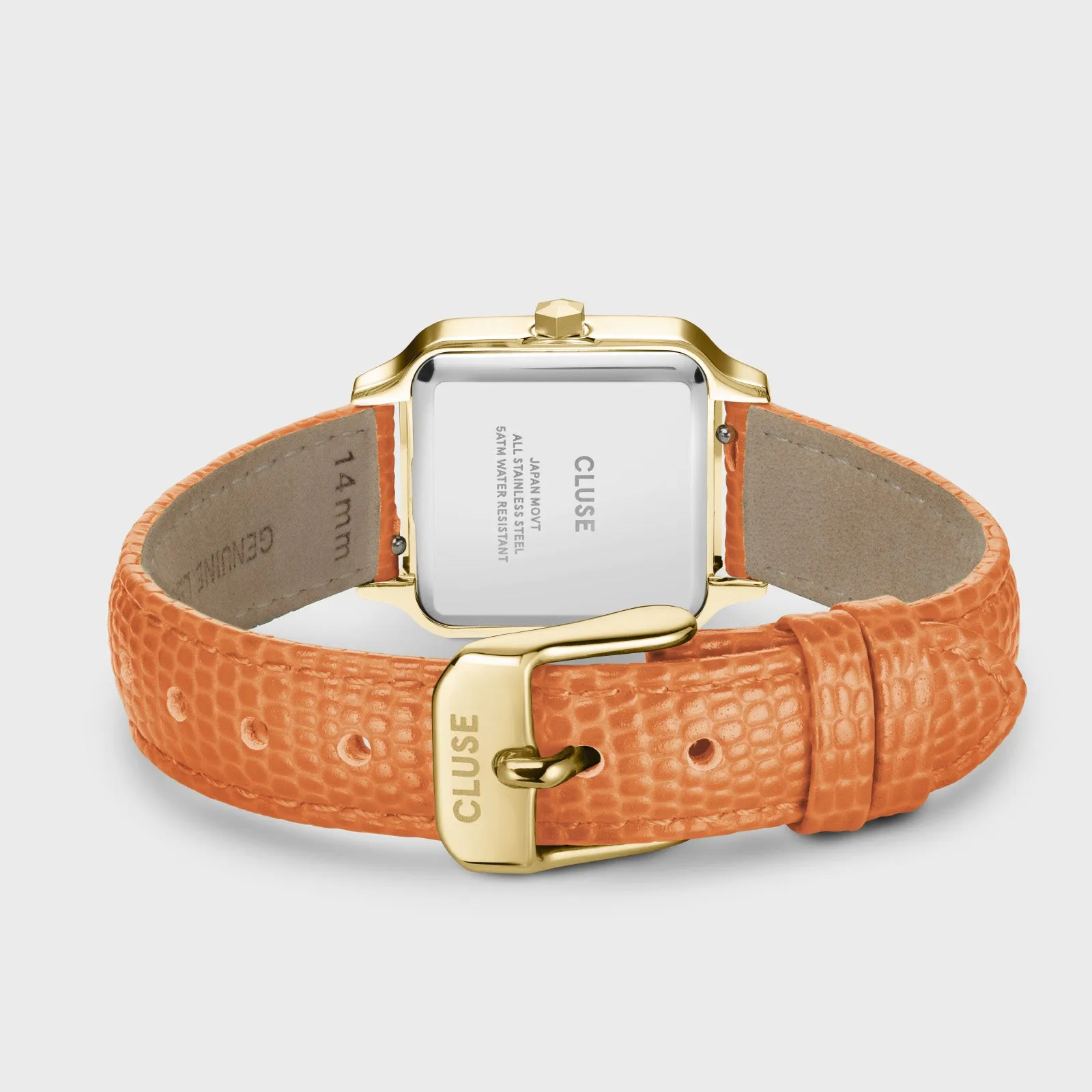 Gracieuse Petite Watch Leather, Apricot Lizard, Gold Colour