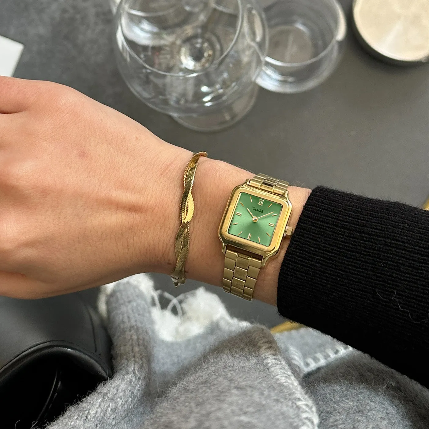 Gracieuse Petite Watch Steel, Light Green, Gold Colour