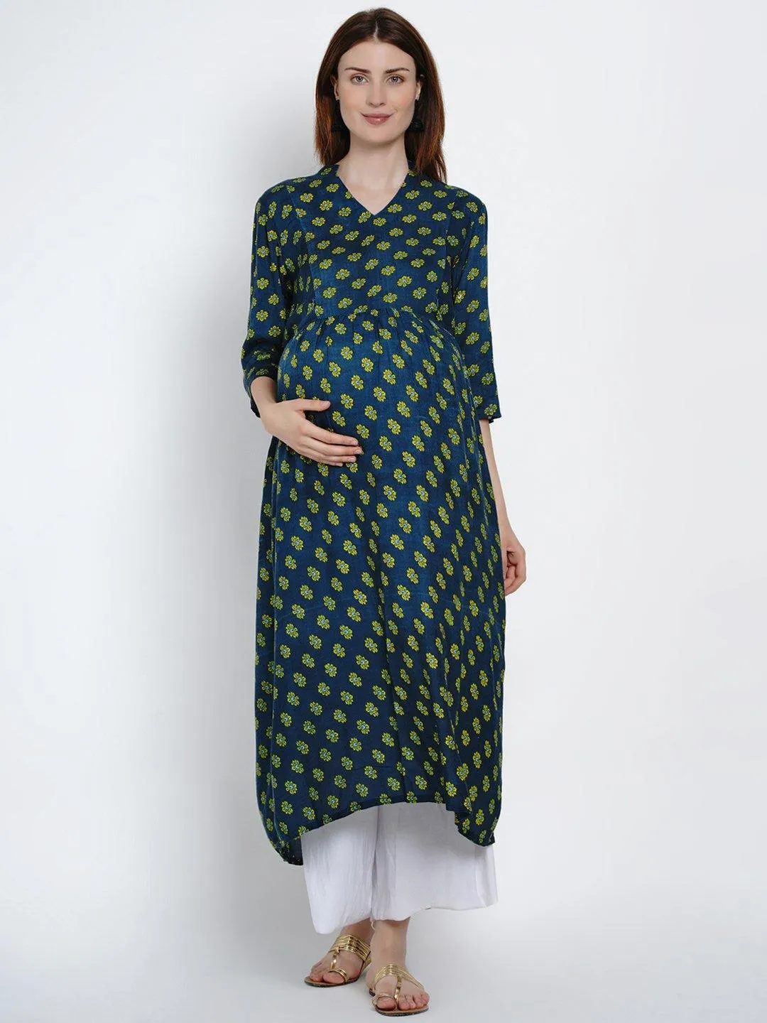 Green A-Line Maternity Kurta