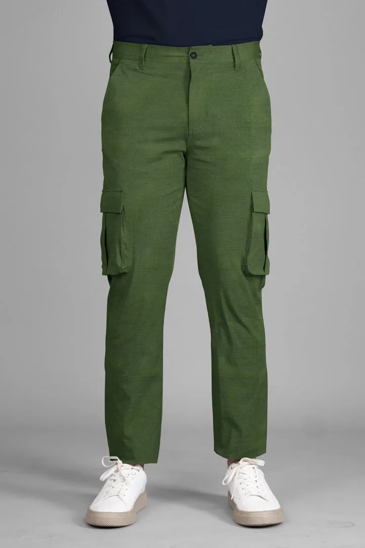 Green Ripstop Textured Cargo Pants