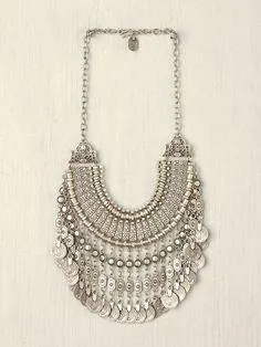 Gypsy Coin Necklace Vintage Silver Tone Adjustable Gipsy Gypset Jewelry For Free Spirited People