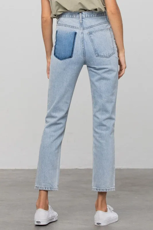 High Waist Ripped Tapered Jeans