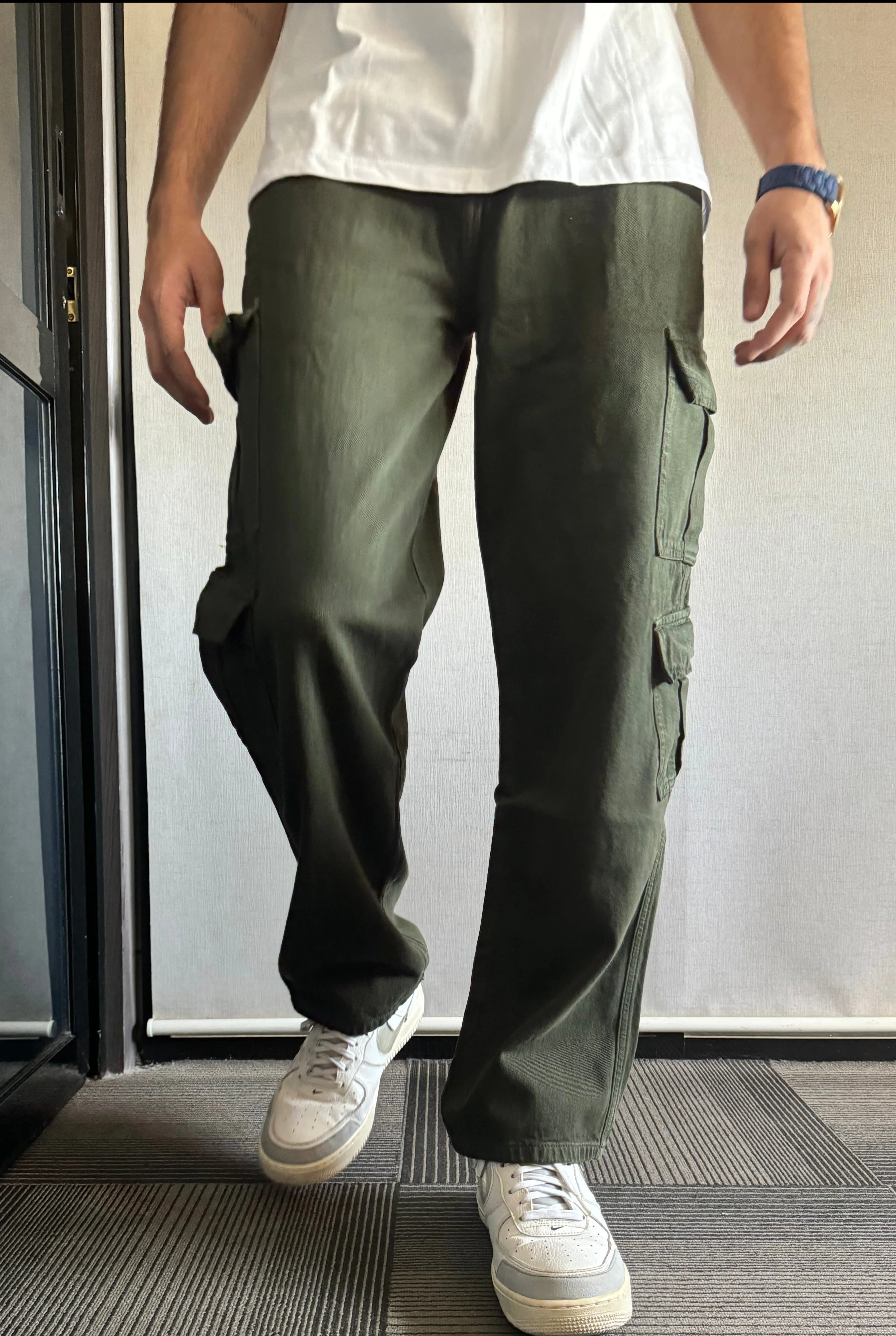 Hunter Green Men Baggy Fit Cargos