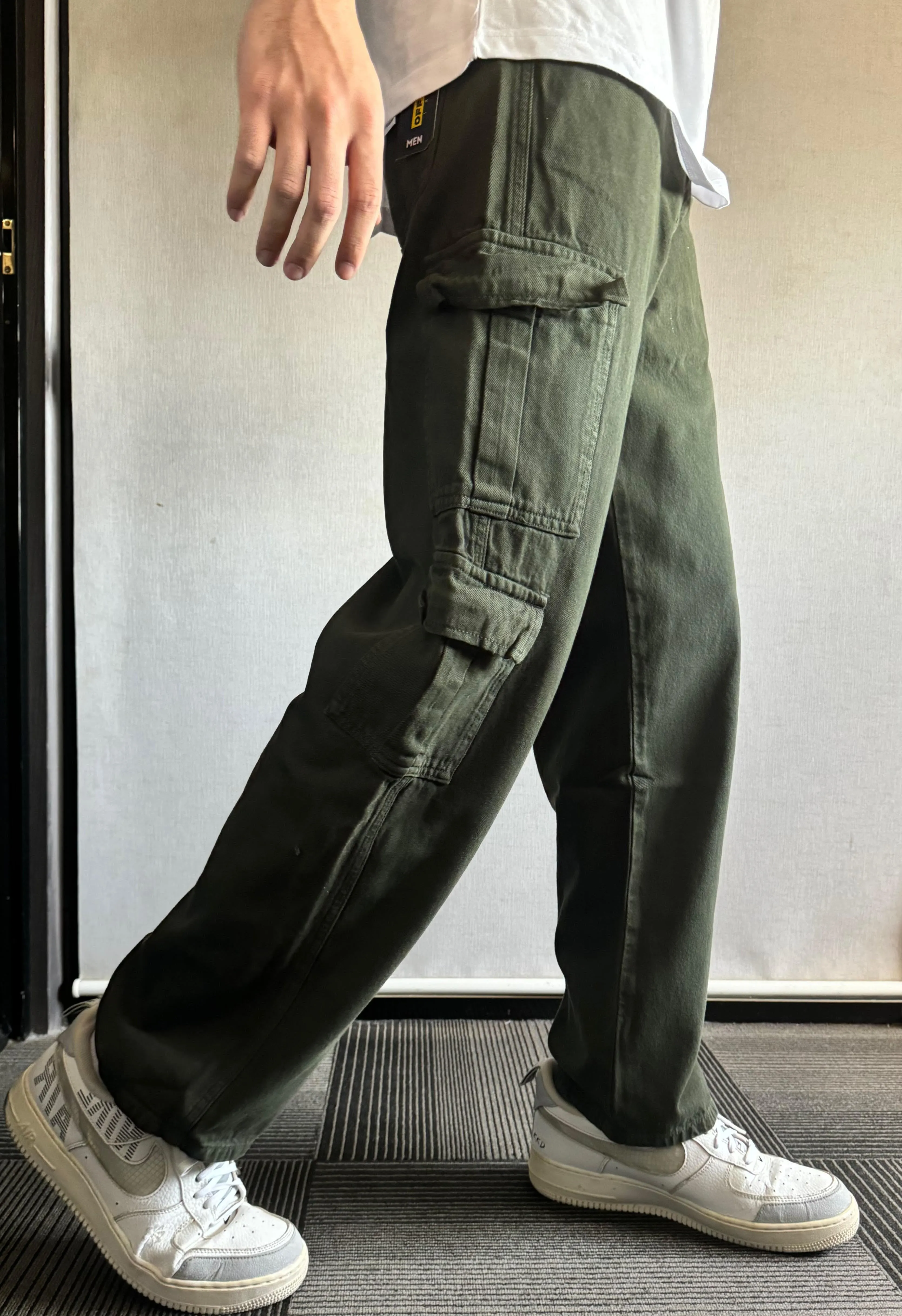 Hunter Green Men Baggy Fit Cargos