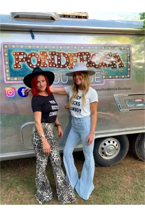 Ivory leopard bell bottoms