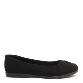 Jupiter Black Slip-On Casual Ballet Pump Shoes