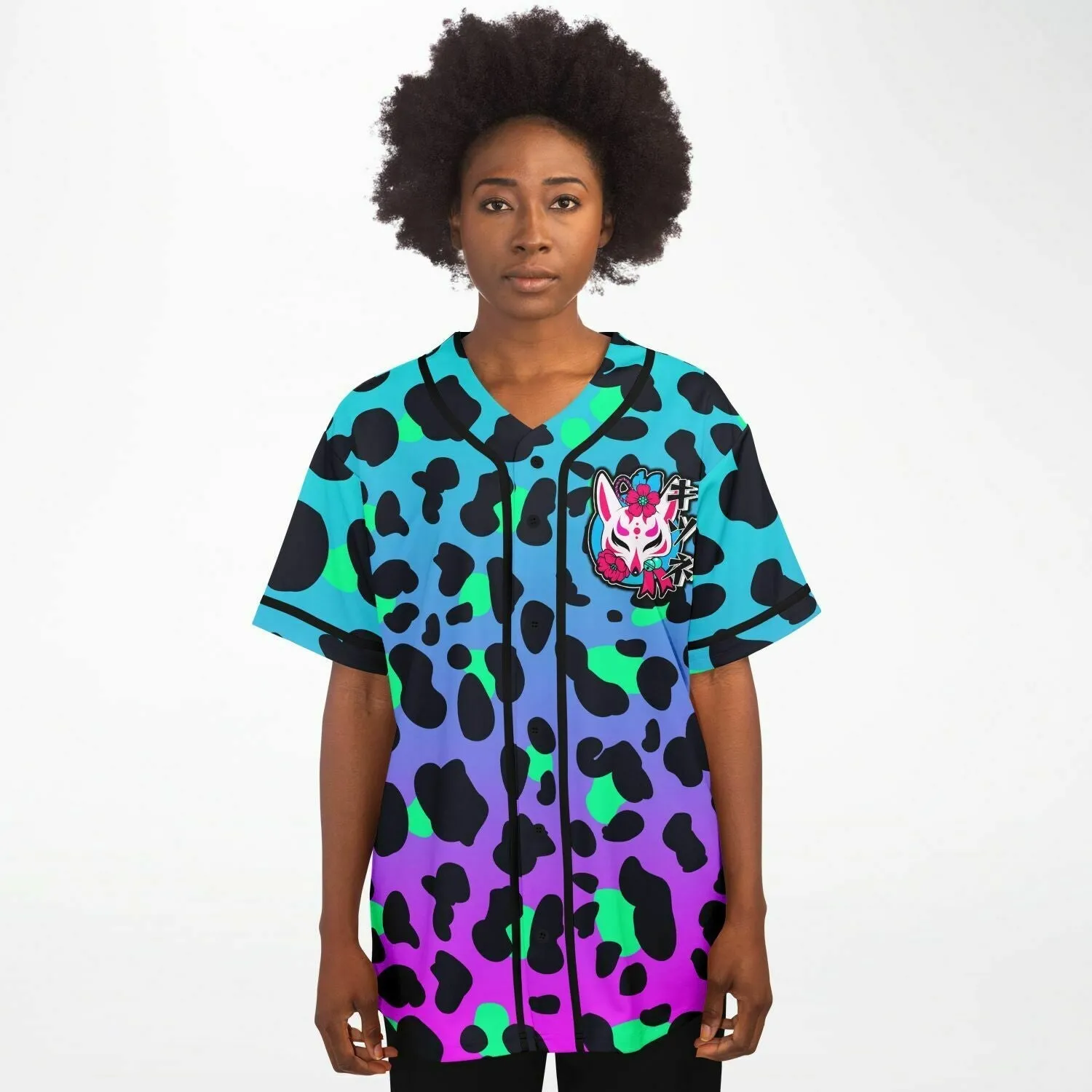 Kitsune Blue Leopard Women Jersey