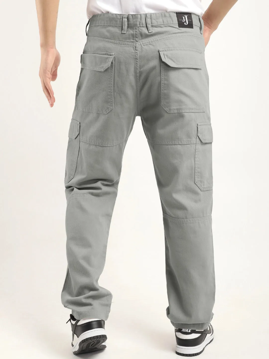 Leo Light Grey Full Length Plus Size Cargo