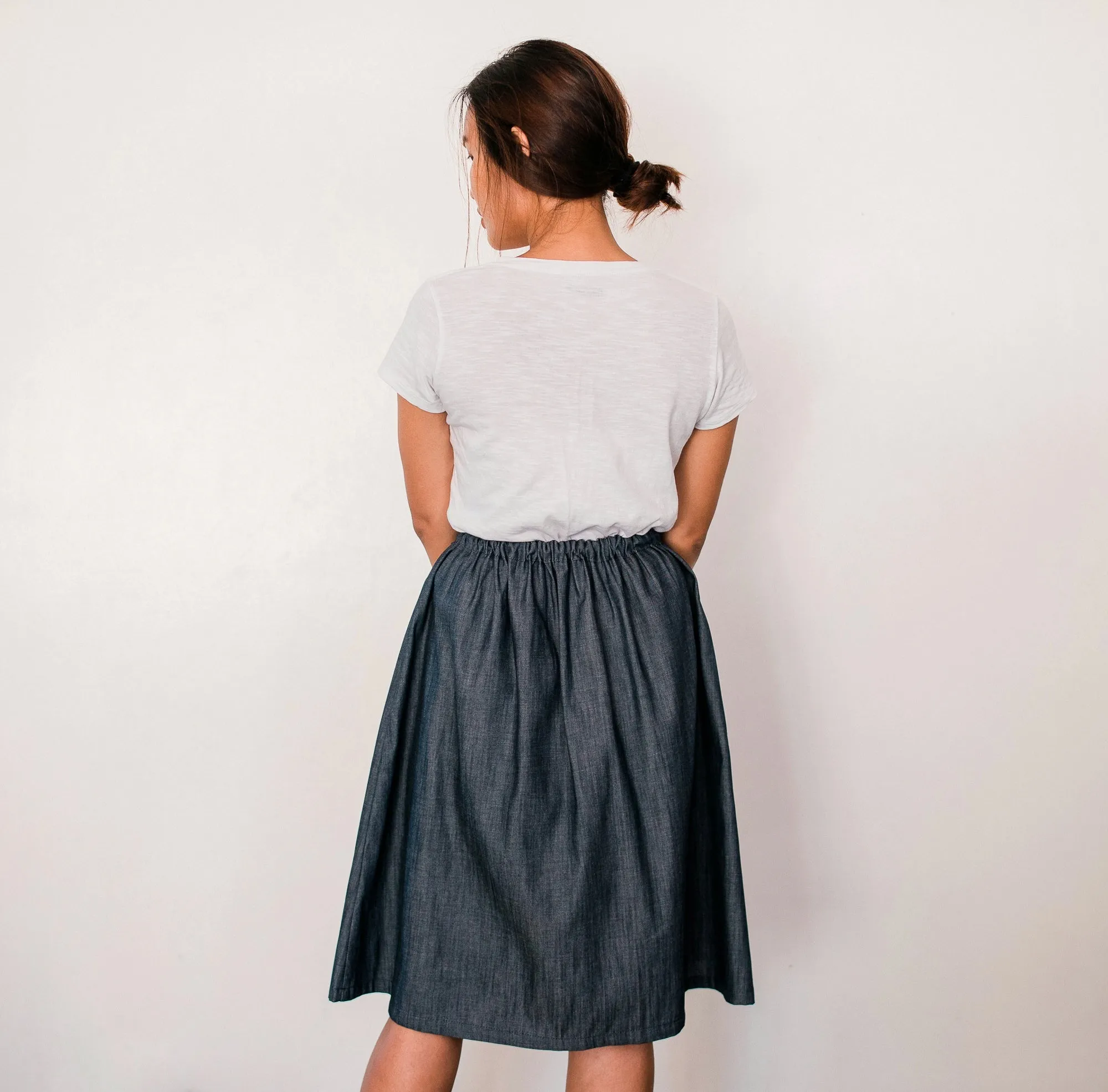 Little Egret Denim Drawstring Skirt no. 1