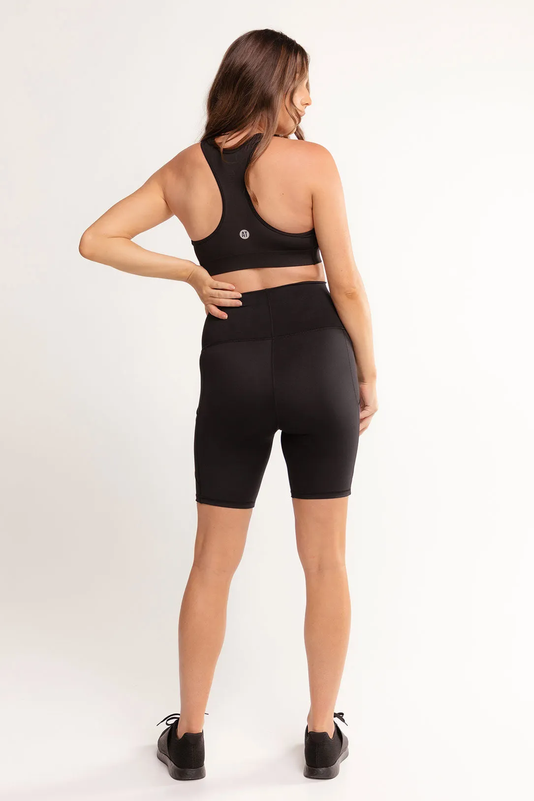 Mama Maternity Bike Shorts With Pockets - Black