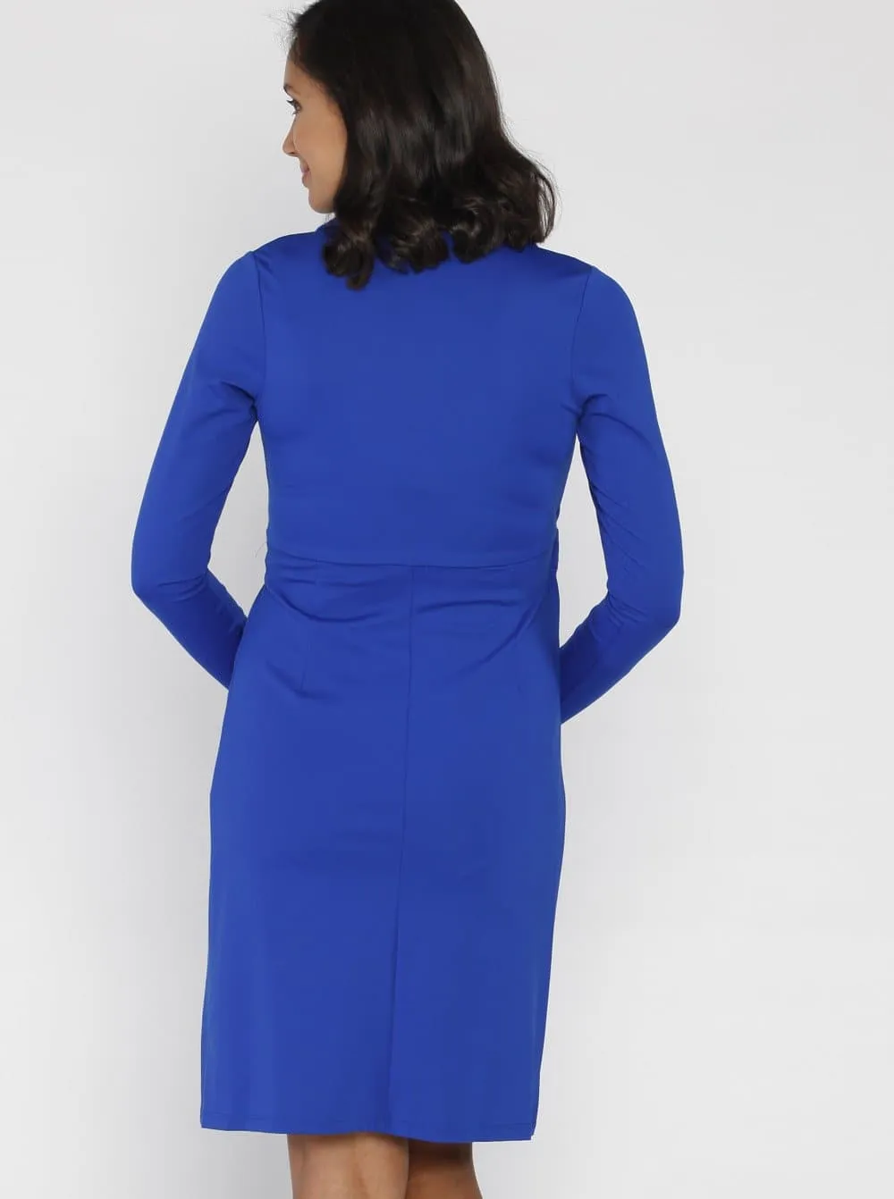 Maternity Mock Wrap Breastfeeding Dress - Blue