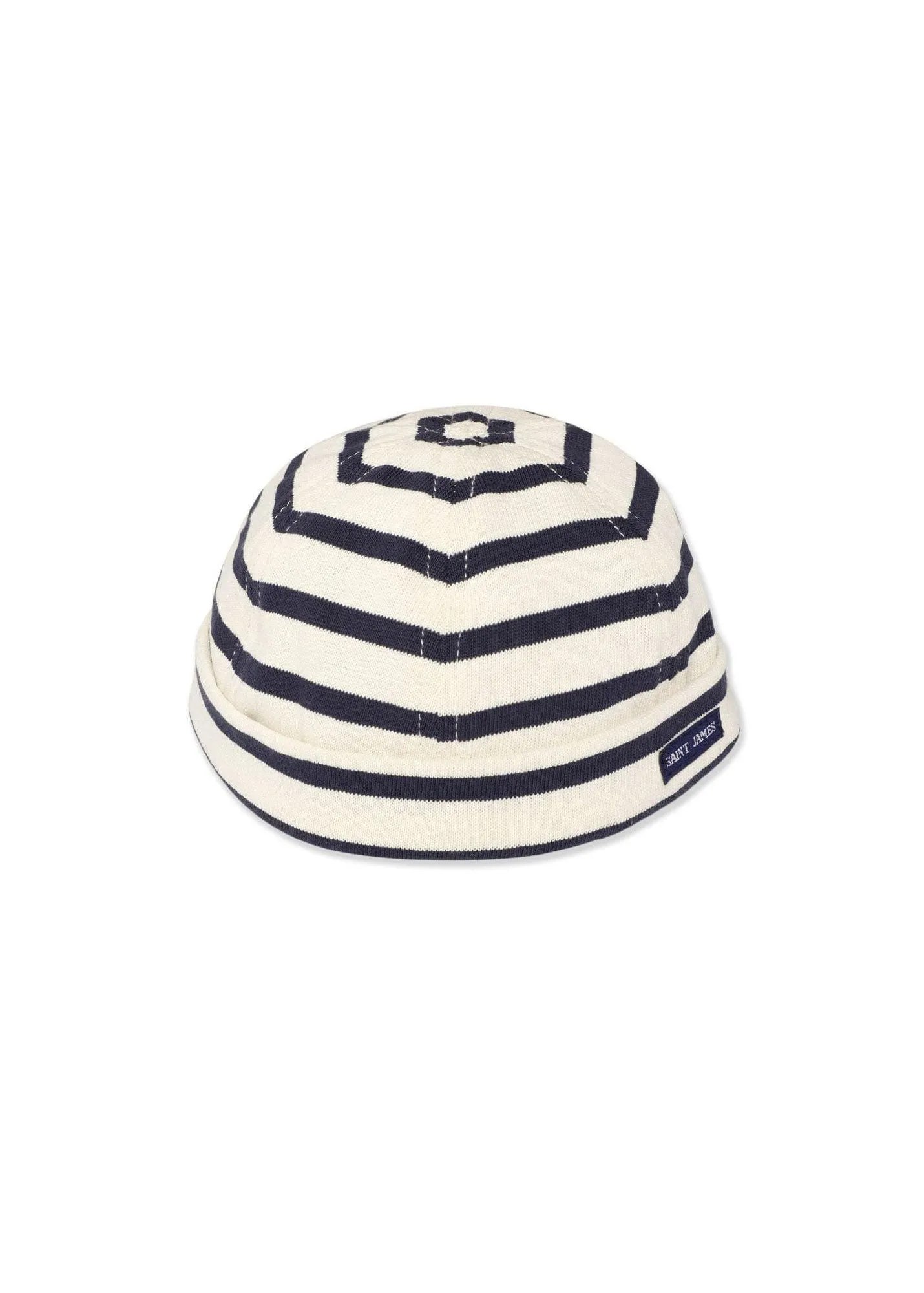 Striped Thick Cotton Miki Meridien Deck Hat - Ecru and Marine Blue