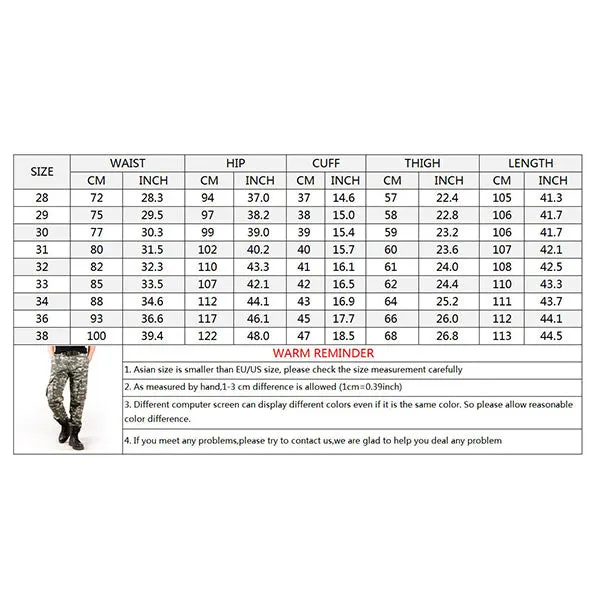 Military Camo Multi-pocket Plus Size Men's Pants