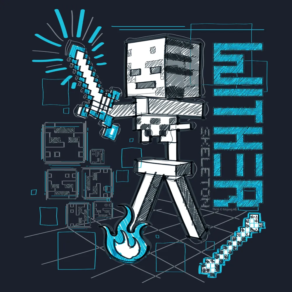 Minecraft Acid Sketch Wither Skeleton Women's Short Sleeve T-Shirt