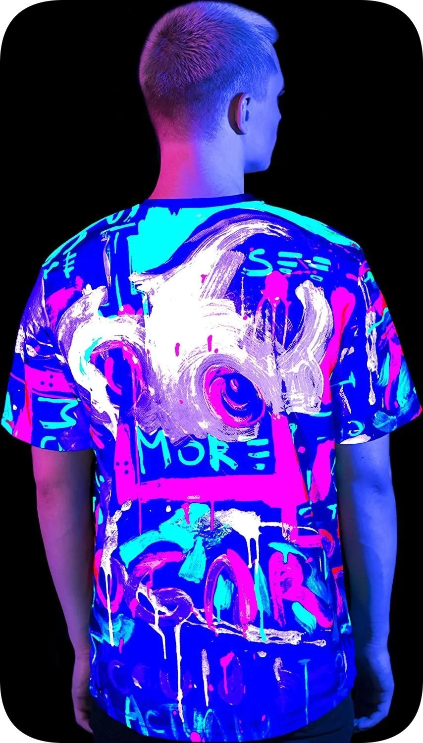 Neon Graphic T-Shirt Glow in UV Fluorescent Sugar Sayings