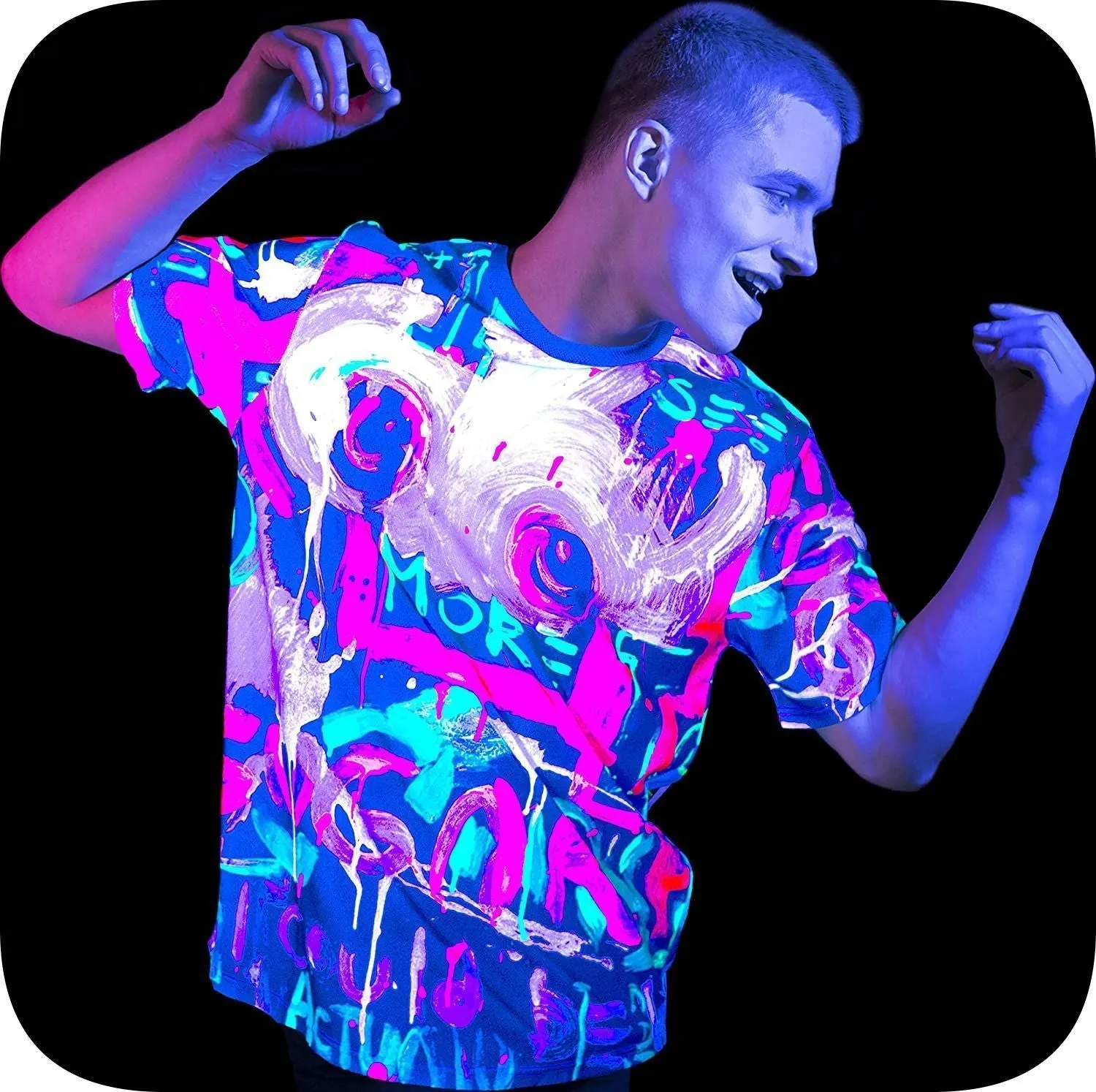 Neon Graphic T-Shirt Glow in UV Fluorescent Sugar Sayings