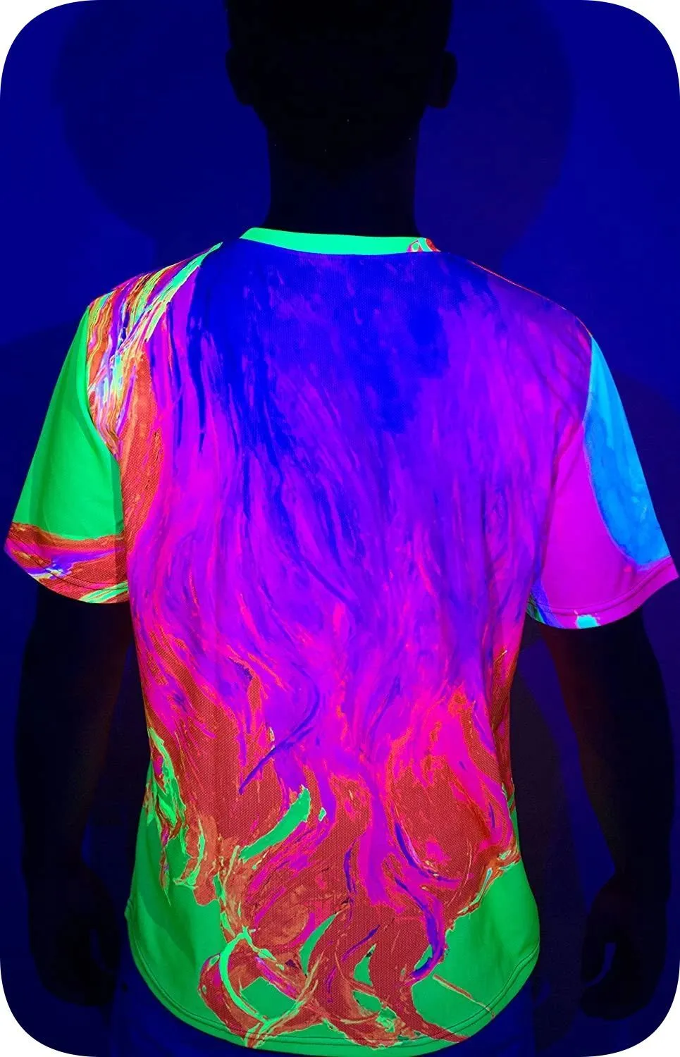 Neon Lime T Shirt Glow in Ultraviolet Fluorescent Model April