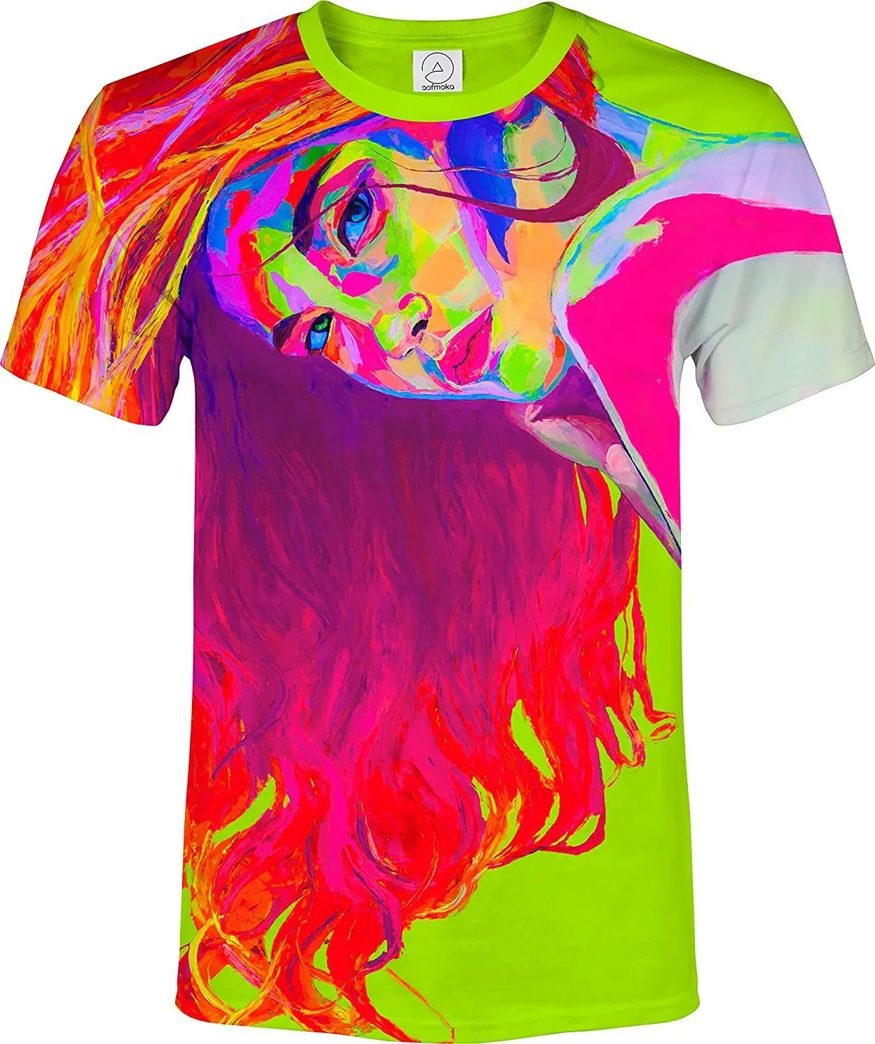 Neon Lime T Shirt Glow in Ultraviolet Fluorescent Model April