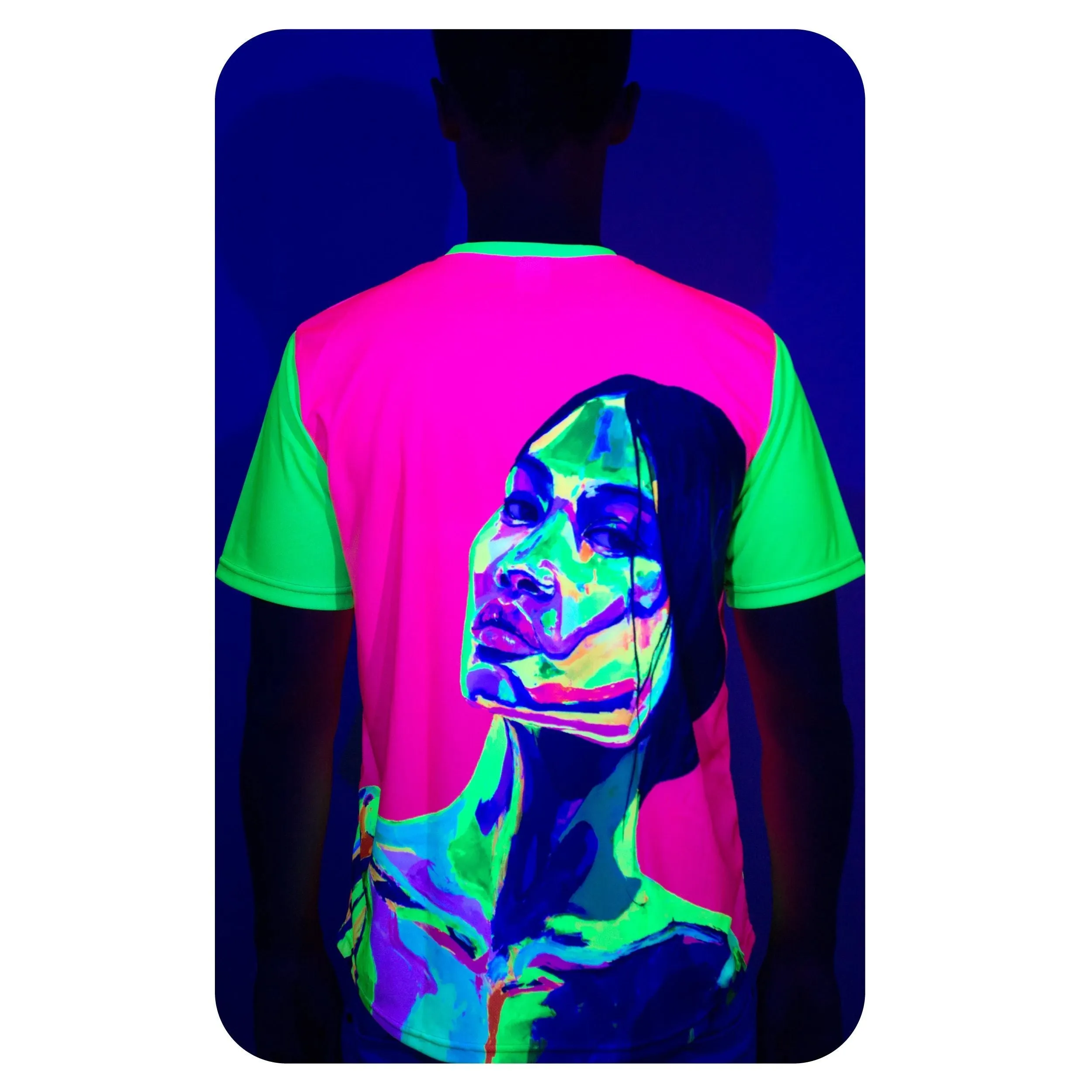 Neon Pink T-Shirt Glow in Ultraviolet Fluorescent Ulia