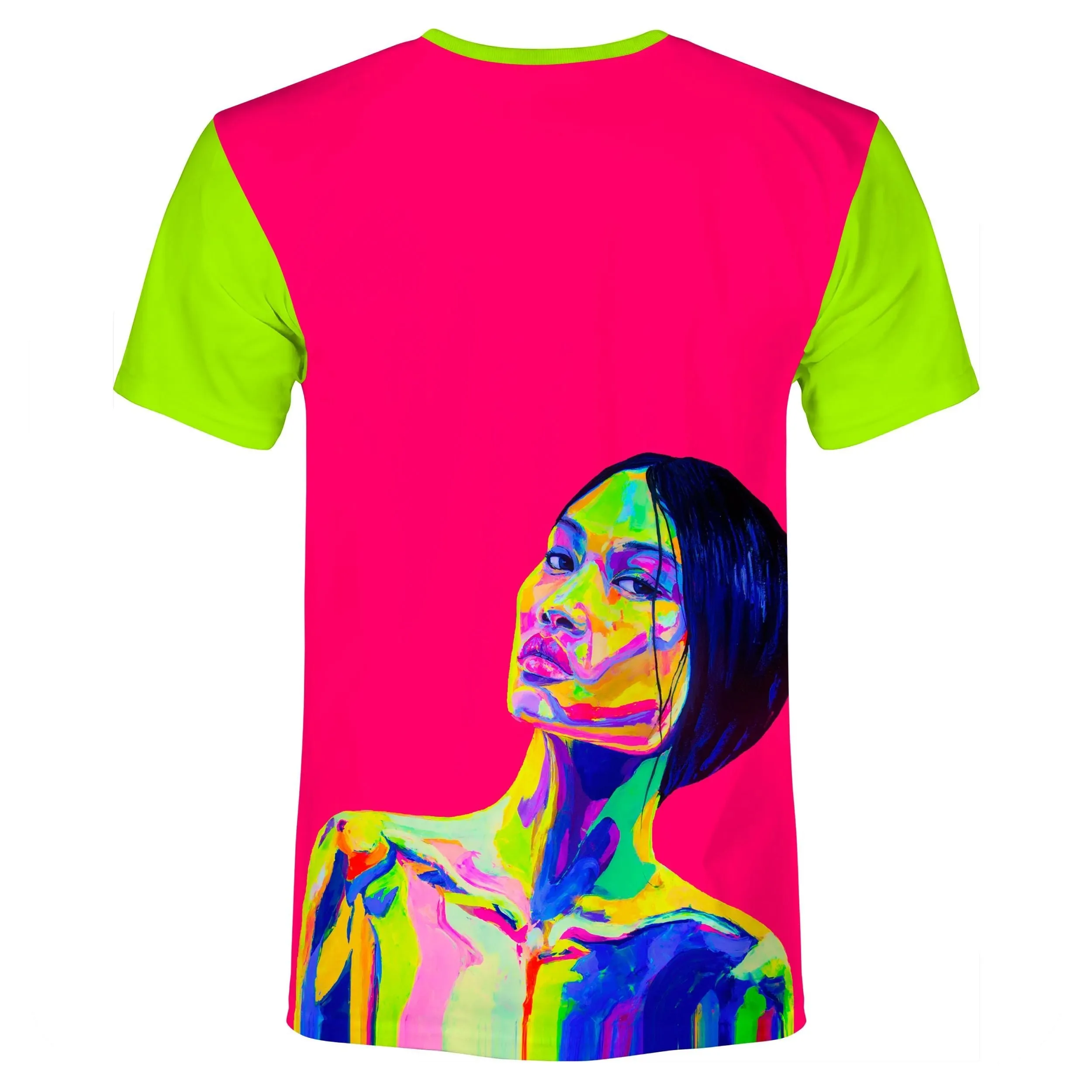 Neon Pink T-Shirt Glow in Ultraviolet Fluorescent Ulia