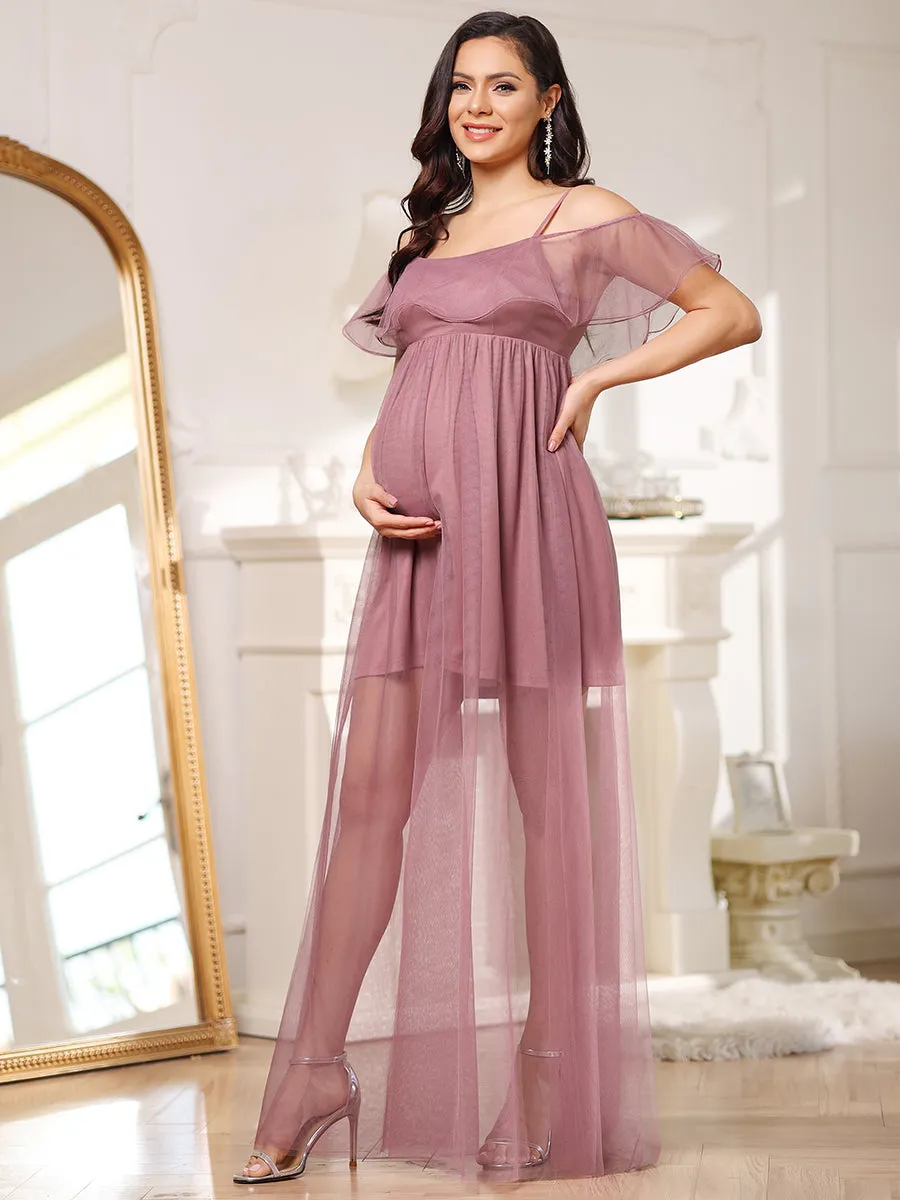 Off Shoulder A Line Floor Length Wholesale Maternity Dresses