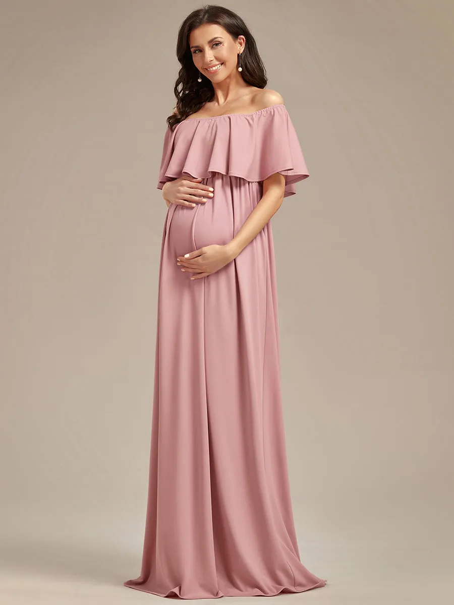 Off Shoulder Pleated A Line Wholesale Maternity Dresses