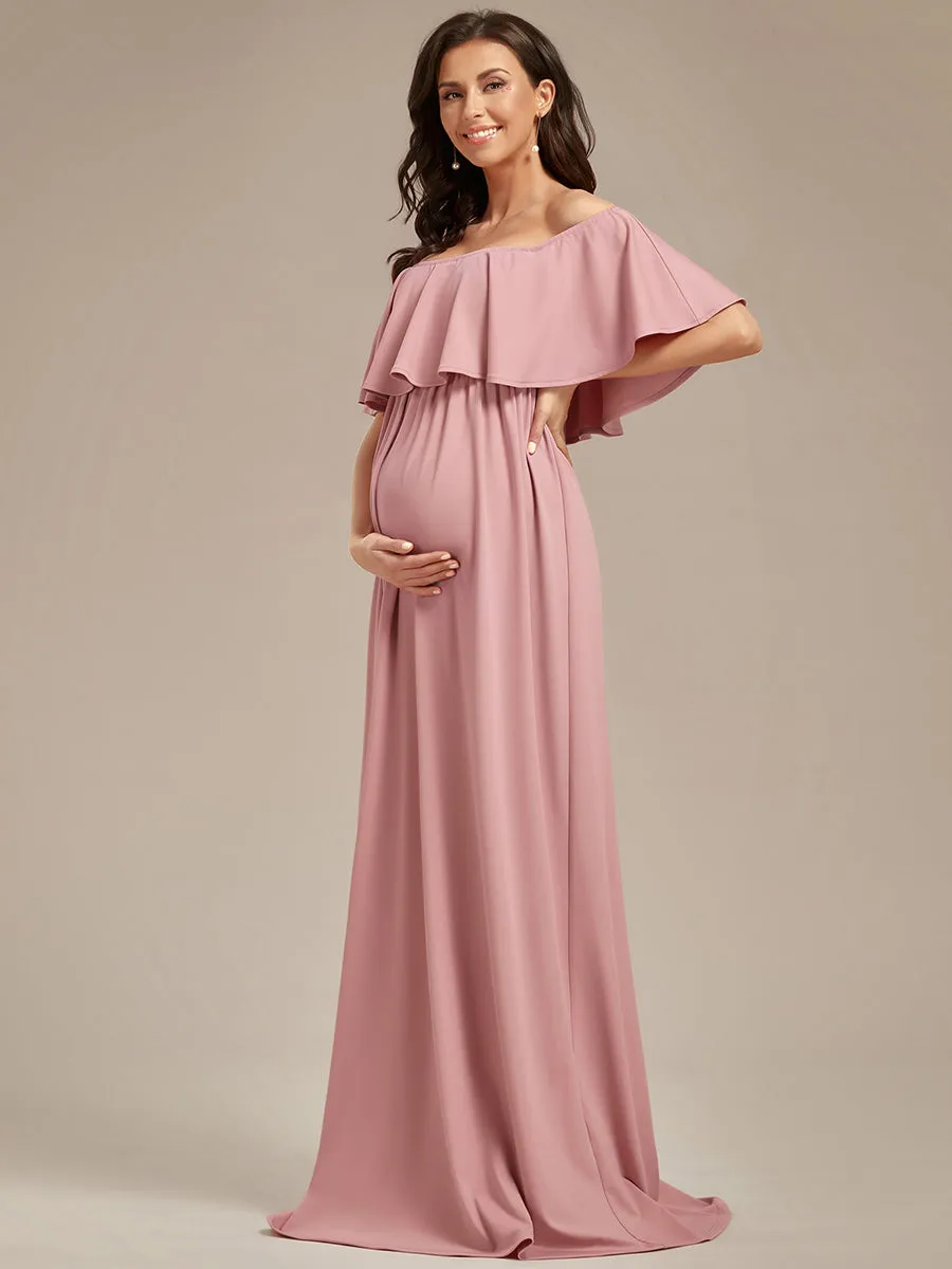 Off Shoulder Pleated A Line Wholesale Maternity Dresses