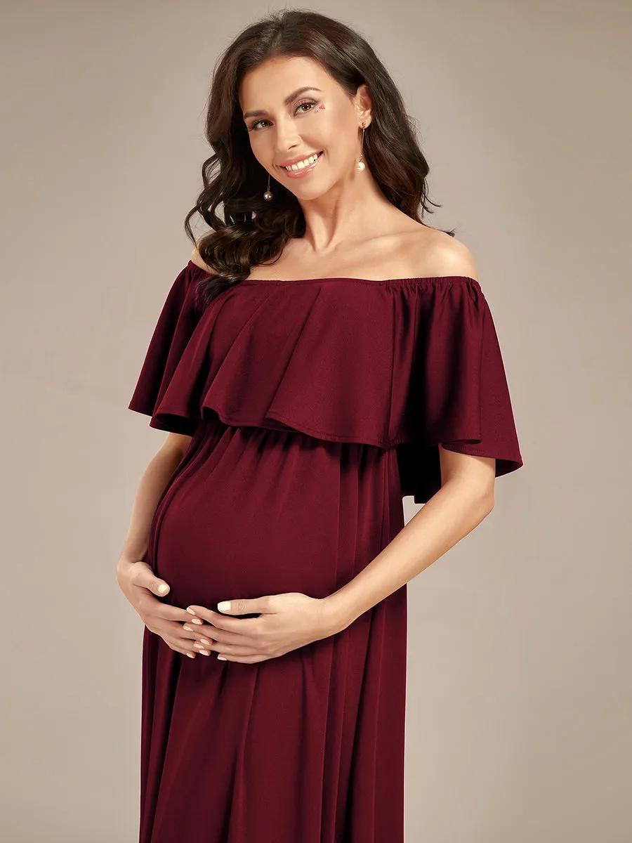 Off Shoulder Pleated A Line Wholesale Maternity Dresses