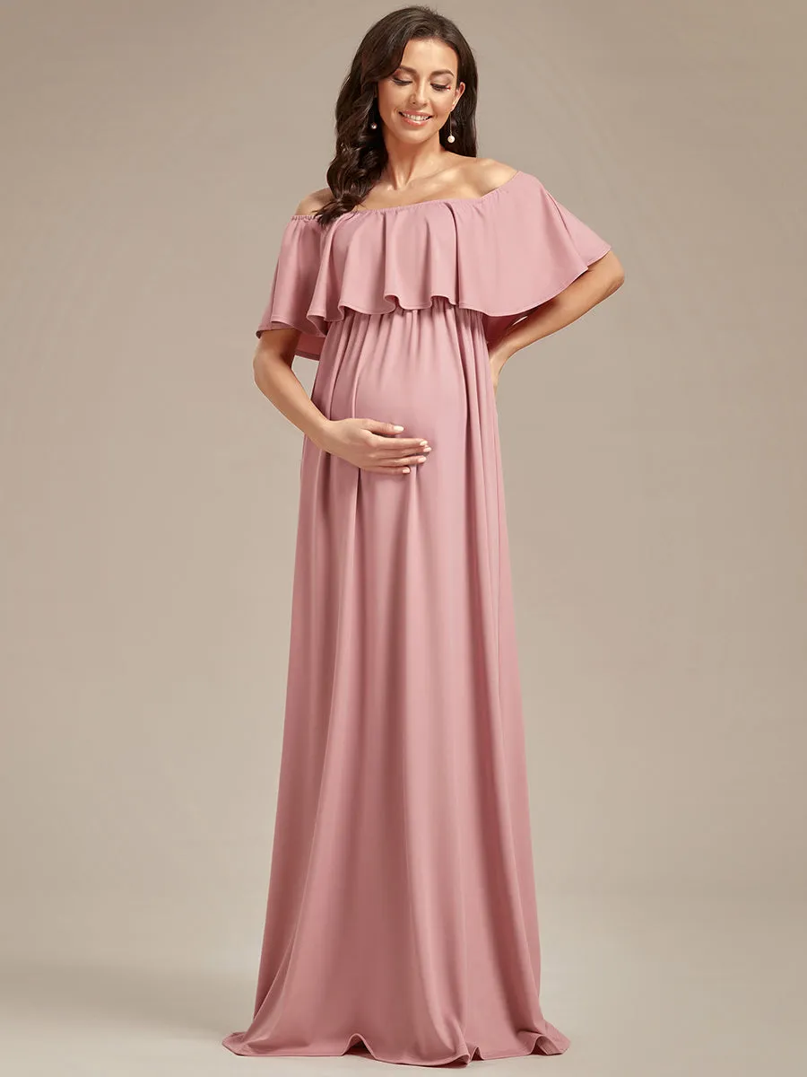 Off Shoulder Pleated A Line Wholesale Maternity Dresses