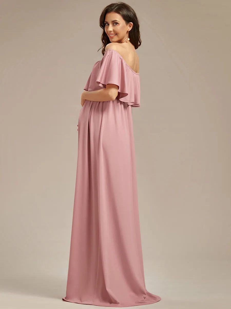 Off Shoulder Pleated A Line Wholesale Maternity Dresses