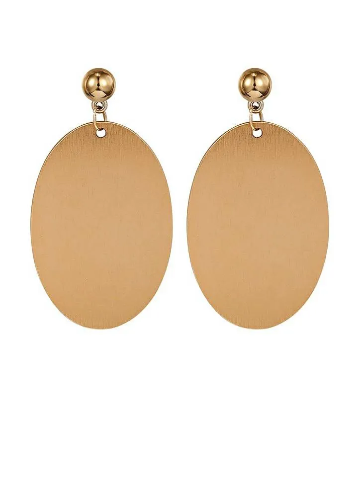 Oval Disc Drop Statement Earrings