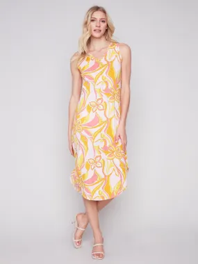 Printed Sleeveless Cotton Dress - Sorbet