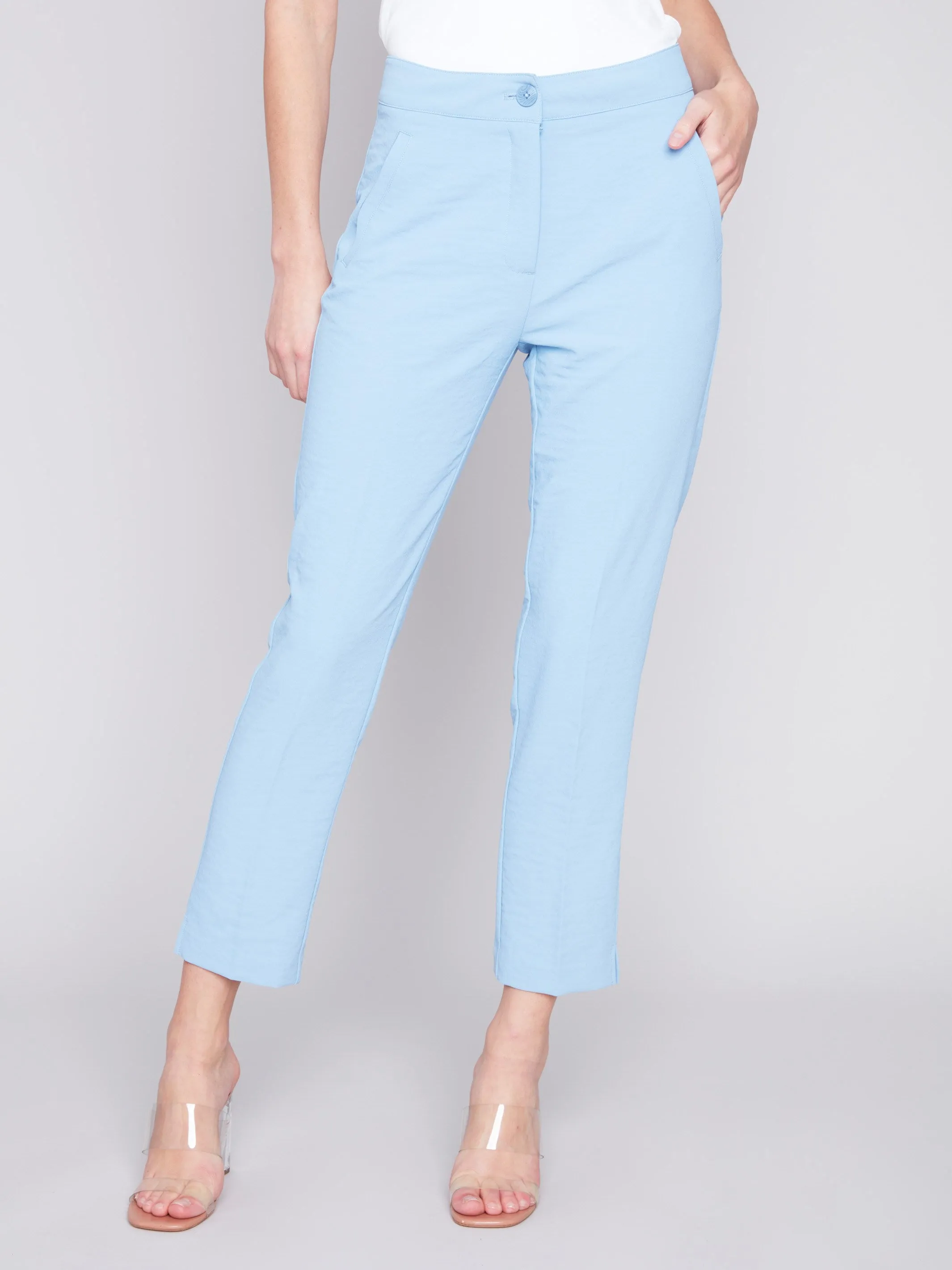 Side Slit Tapered Pants - Sky