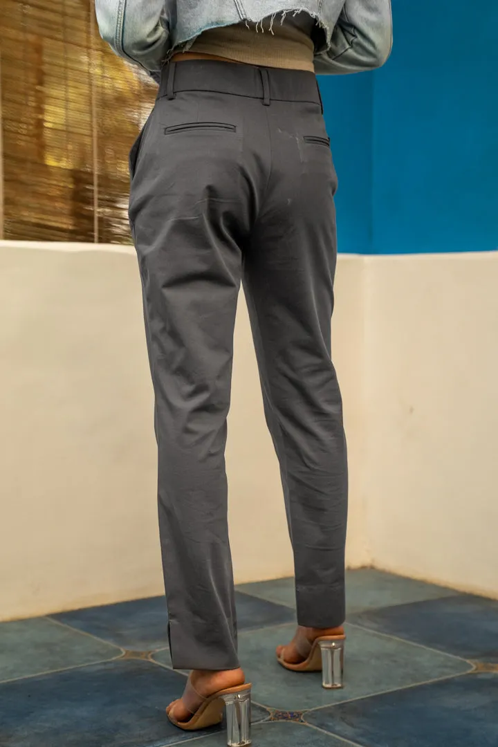 Spanish Grey Stretch Chino Pants - Women