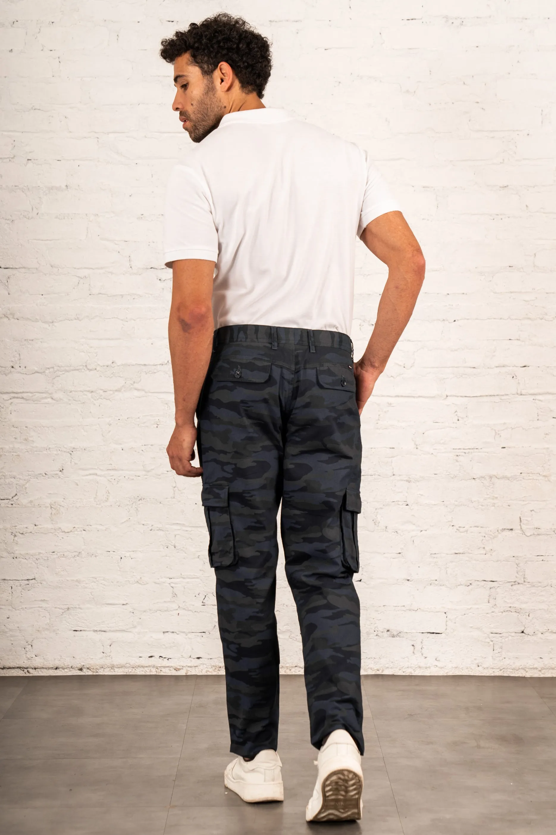 Stretch Navy Camo Cargo Pants