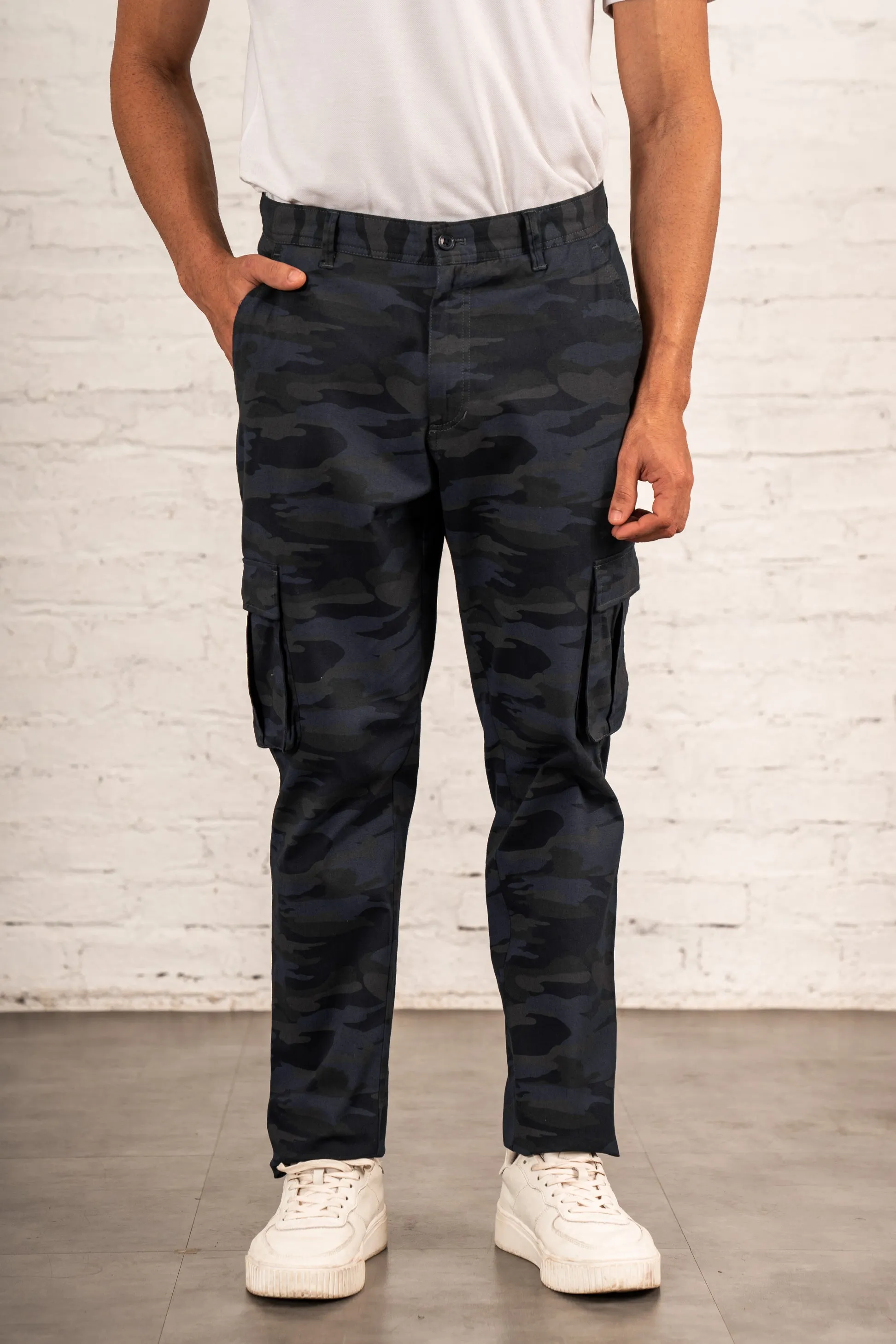 Stretch Navy Camo Cargo Pants