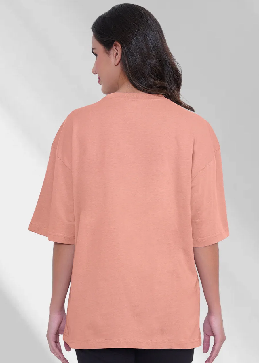 Take It Easy Women Oversized T-Shirt - Salmon Pink