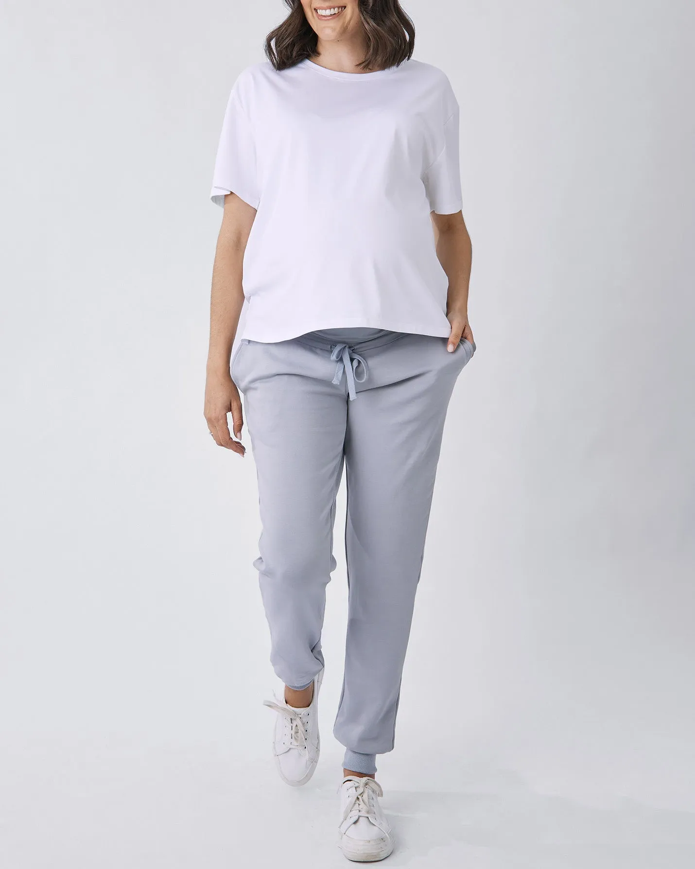 Versatile and Comfortable Maternity Cotton Tee in White