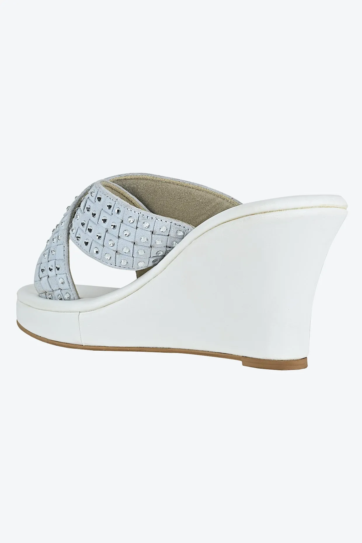 White Crystal Wedge For Women